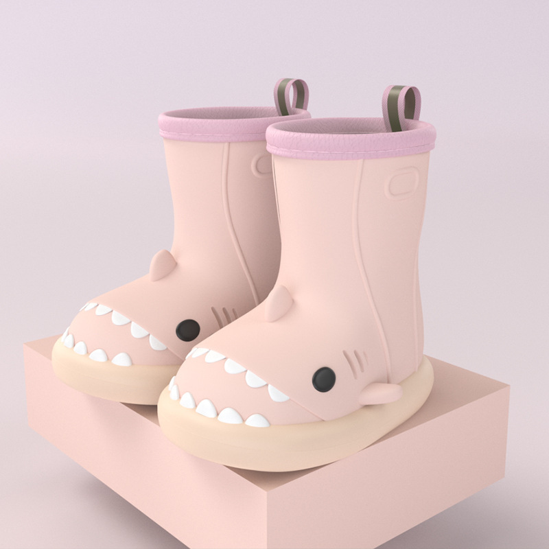 Children Boys Girls Cute Cartoon Waterproof Shoes Safety Rubber Shark Slippers Kids Rain Boots - Image 2