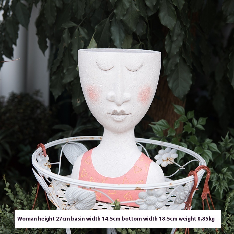 Happy Home Art Portrait Sculpture Flower Pot Balcony Garden Decoration Dried Flower And Flowerpot Ornaments - Image 4