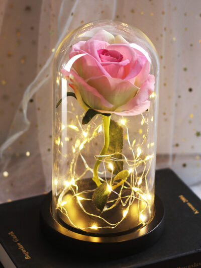 Mothers Day Wedding Favors Bridesmaid Gift Immortal Simulation Rose Glass Cover Luminous Led Ornament