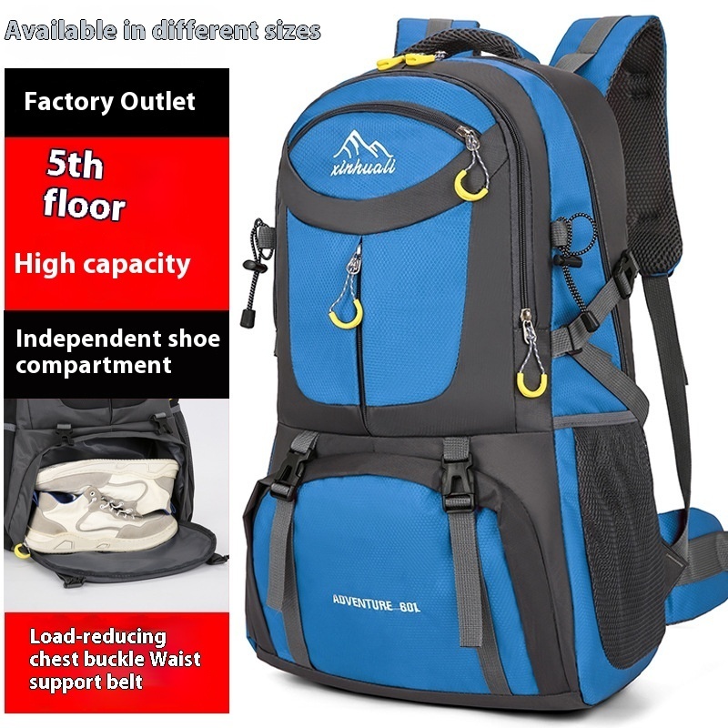 Outdoor Mountaineering Bag Hiking Men And Women 60L Large Capacity Sports Bag - Image 7