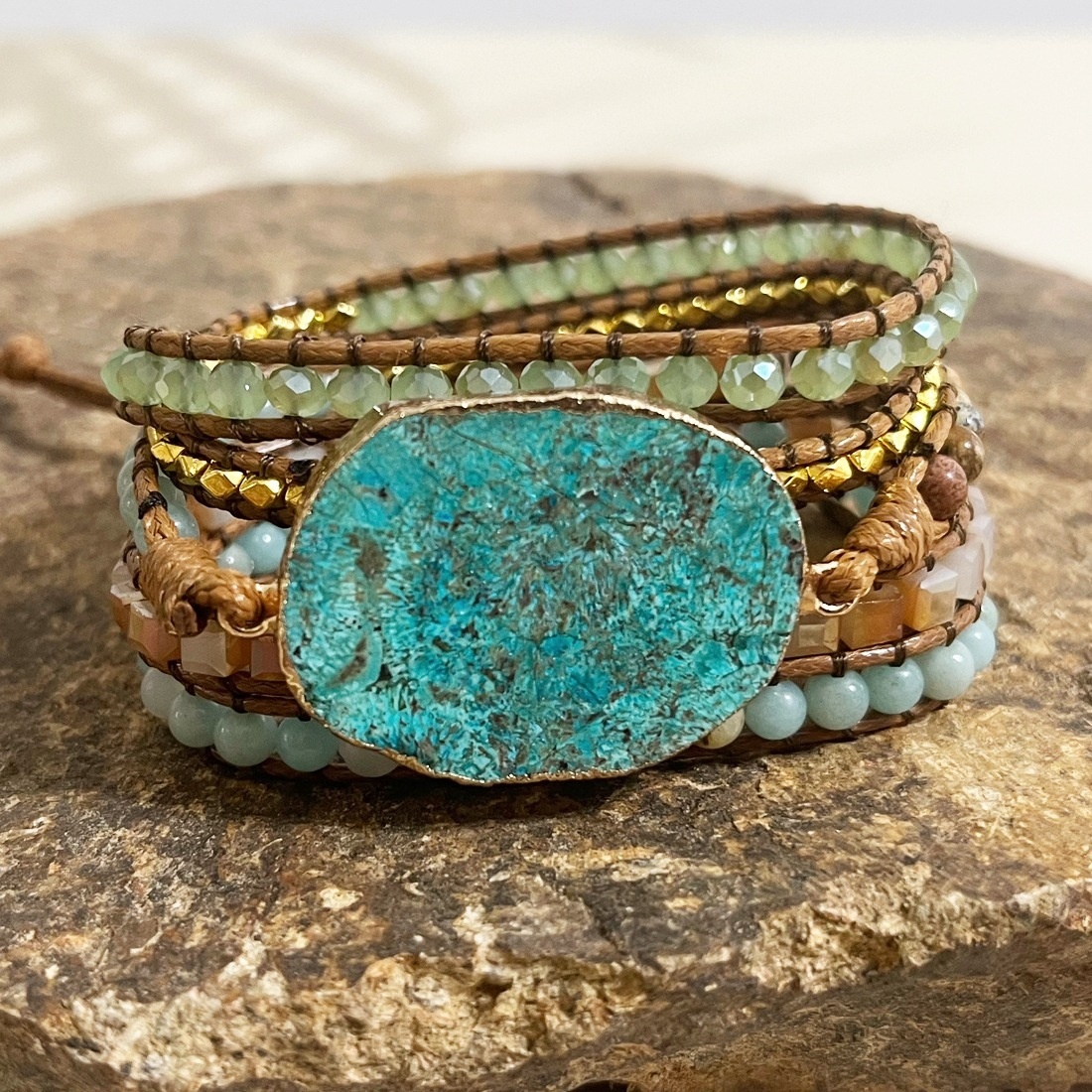European And American Retro Natural Ocean Stone Multi-layer Winding Bracelet - Image 2