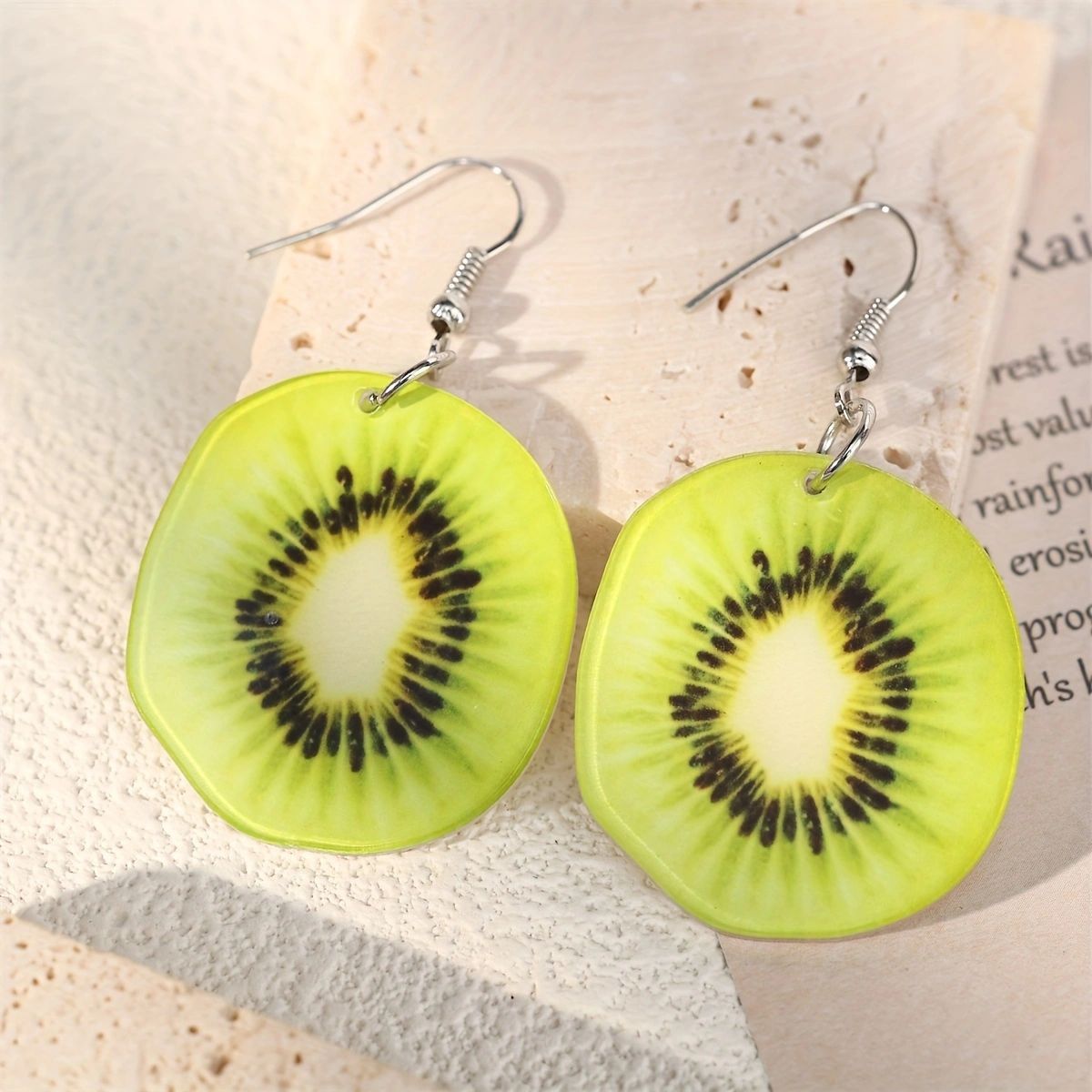Womens Watermelon Kiwi Earrings - Image 5