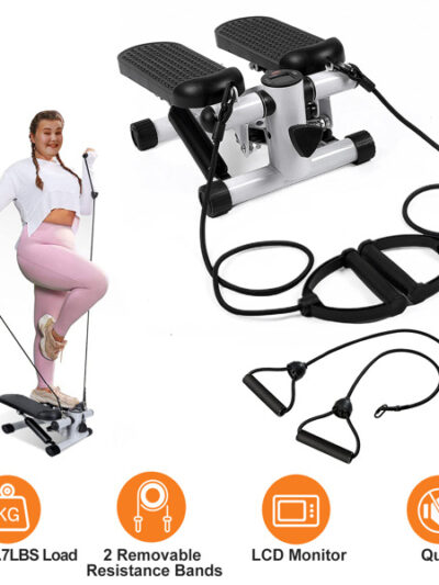 Fitness Step Machine, Mini Step Machine With Resistance Band, Home Fitness Equipment With 330.7LBS Load-bearing Capacity, Hydraulic Fitness Step Machine With LCD Display Screen