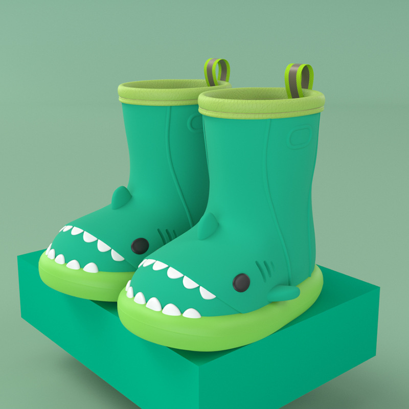 Children Boys Girls Cute Cartoon Waterproof Shoes Safety Rubber Shark Slippers Kids Rain Boots - Image 4