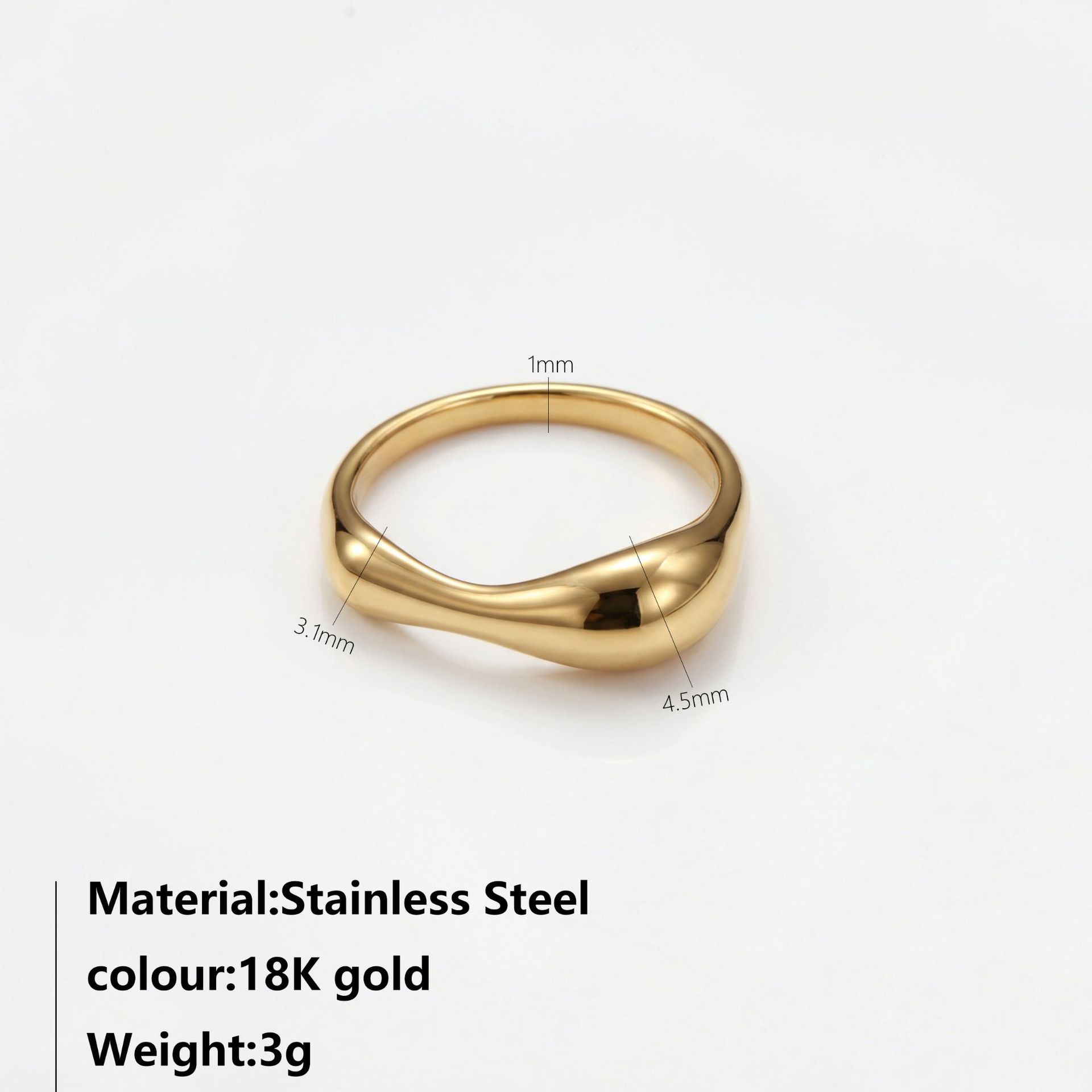 Stainless Steel Irregular Ring Cross-Border Minimalist Plain - Image 3