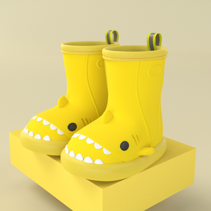 Children Boys Girls Cute Cartoon Waterproof Shoes Safety Rubber Shark Slippers Kids Rain Boots - Image 5