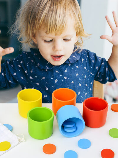Baby Toddler Preschool Kids Learning Educational Wooden Toys Learning For Children Games Color Sorting Cup