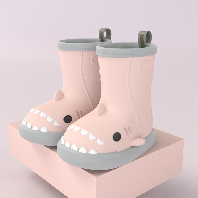 Children Boys Girls Cute Cartoon Waterproof Shoes Safety Rubber Shark Slippers Kids Rain Boots - Image 9